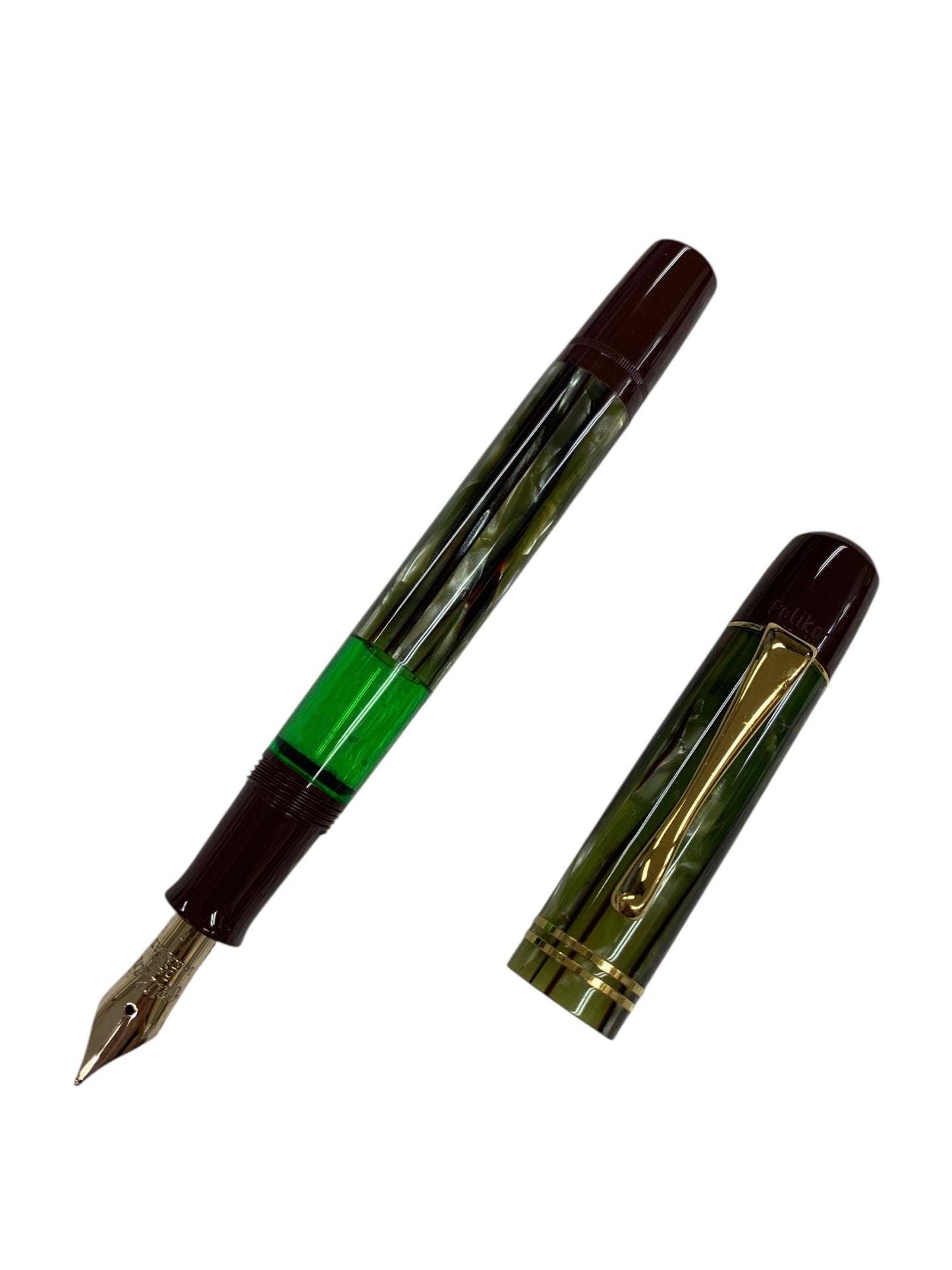 ペリカン 万年筆 M101N トータスシェル ブラウン/グリーン F 14 585 ITICPZSFPC74