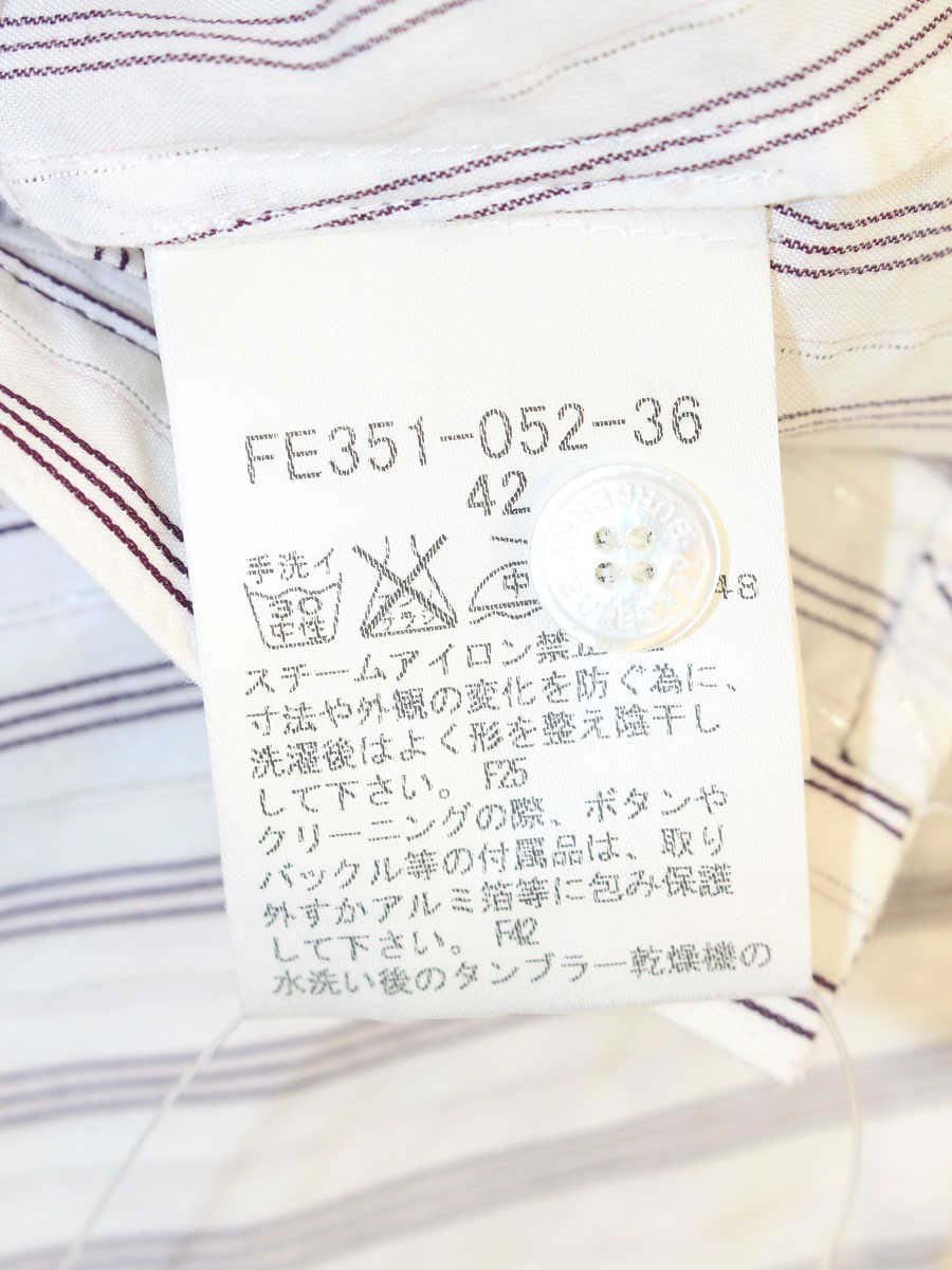 バーバリーロンドン FE351-052-36 シャツ 42 ホワイト ストライブ フリル ITUEJ5F8JZ7X