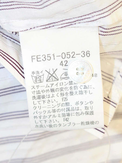 バーバリーロンドン FE351-052-36 シャツ 42 ホワイト ストライブ フリル ITUEJ5F8JZ7X