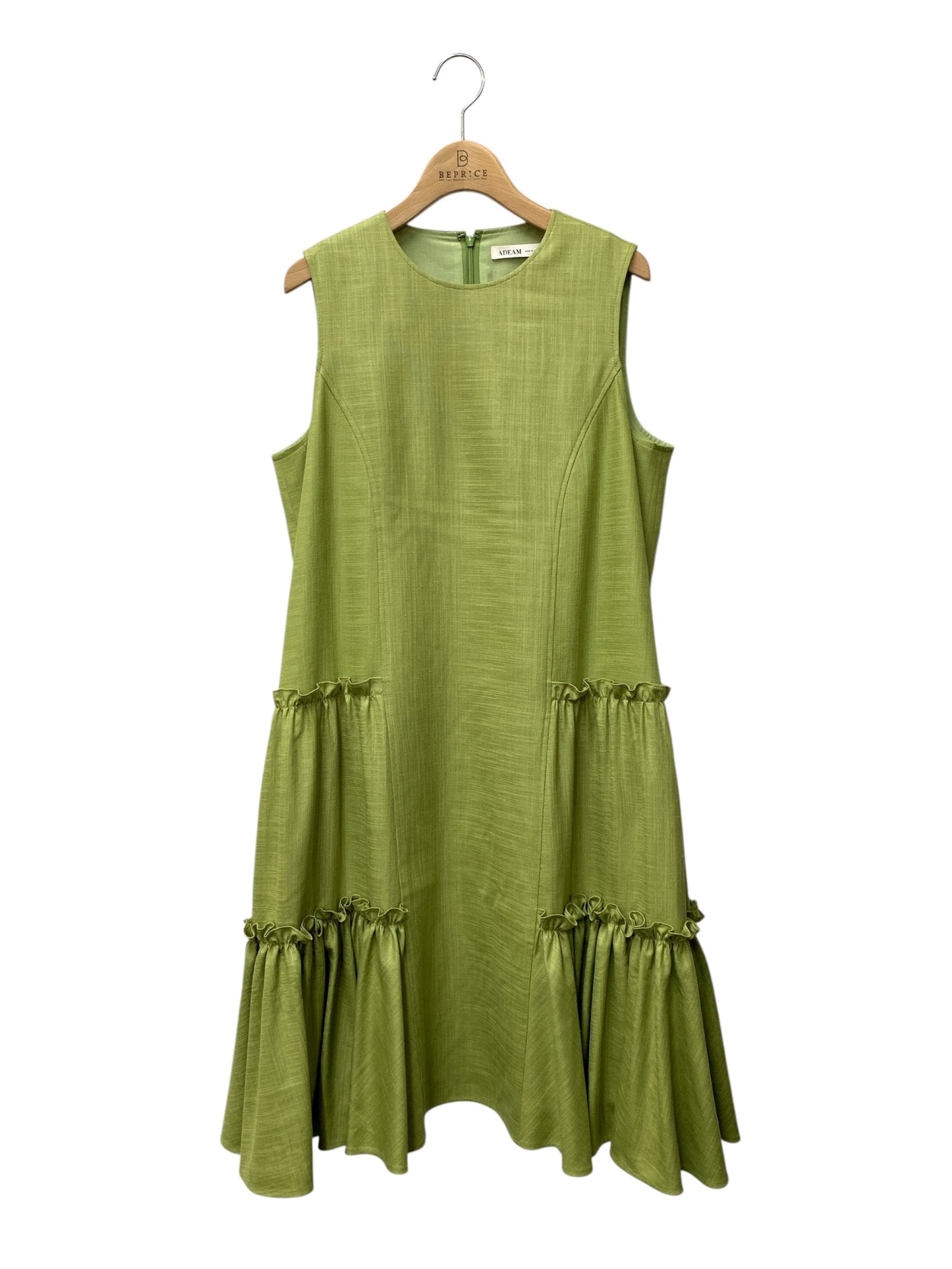 アディアム Ruched Dress 42448 ワンピース S グリーン フリル ITZBI7R1K4ZA
