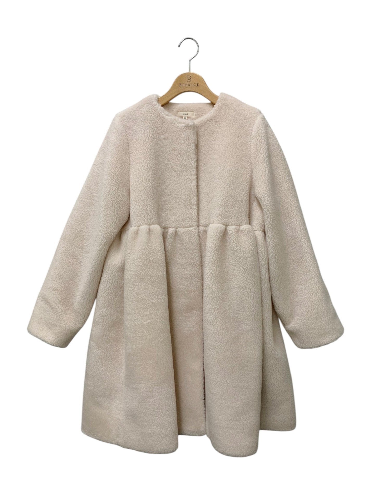 ヨリ YR25-23093AW-2 ボアコート 36 ベージュ fluffy boa coat ITU7T305GUU8