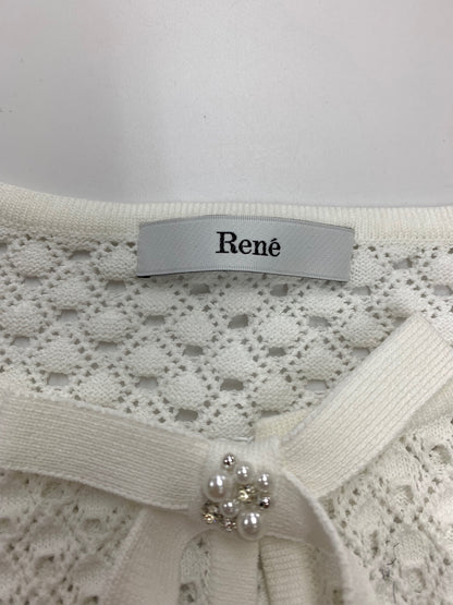 ルネ 6422550 カーディガン 36 ホワイト リボン フェイクパール IT1VQFNCCF68