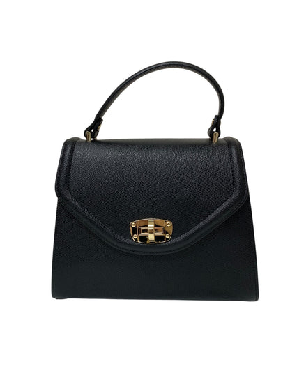 エムズグレイシー 674511 ハンドバッグ ブラック 台形 フラップ レザー 2WAY ITDDSYM4V9XH 【SALE】