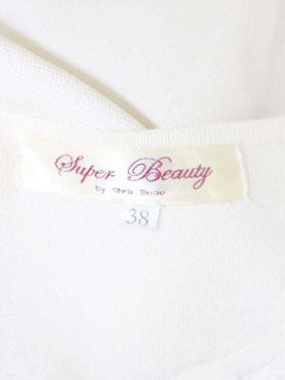 スーパービューティー カーディガン 38 ホワイト レース フラワーモチーフ パール ITEUMIQIETYW