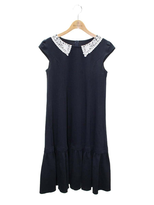 ルネ 5137040 ワンピース 34 ネイビー 白襟 レース ITSJB8AQ93E0