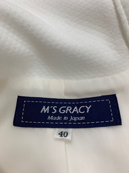 エムズグレイシー 214109 パーカー 36 ホワイト エンボス加工 花 IT2JDCIZ0HWY