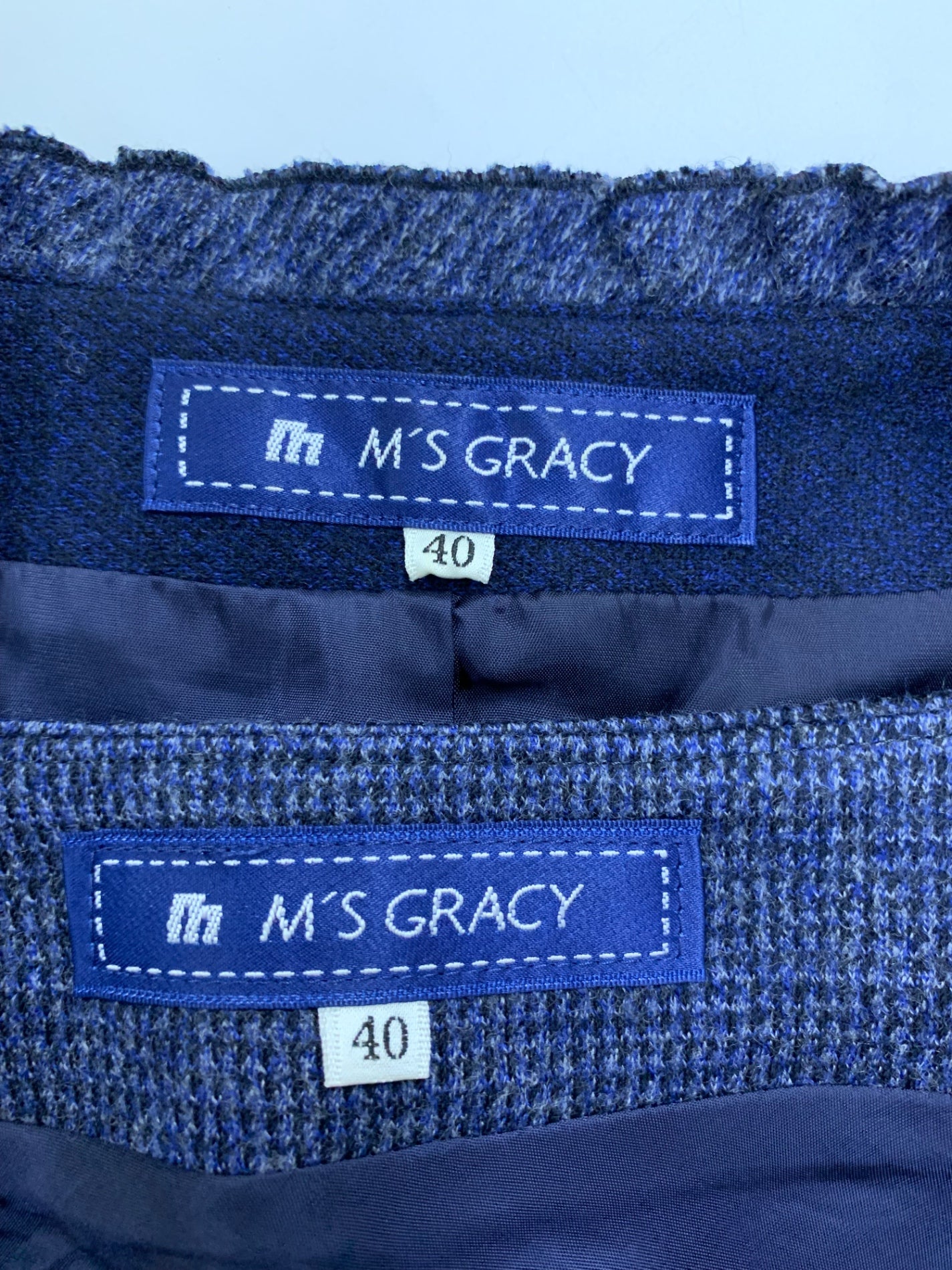 エムズグレイシー 424707 セットアップ 40 ネイビー フリル チェック ITK5M0RL7DWO