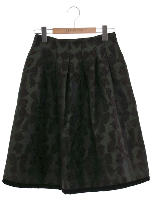 エムズグレイシー 117610 スカート 38 ブラック リボンモチーフ ベロア ITU4GXUGG5LE