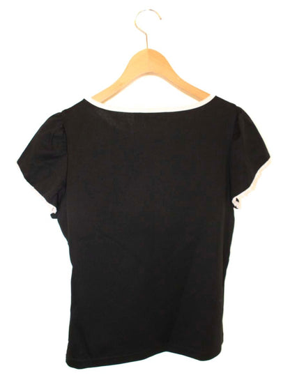 エムズグレイシー 915337 Tシャツ カットソー 40 ブラック フラワーモチーフ スパンコール ITF9JZVWHE3K