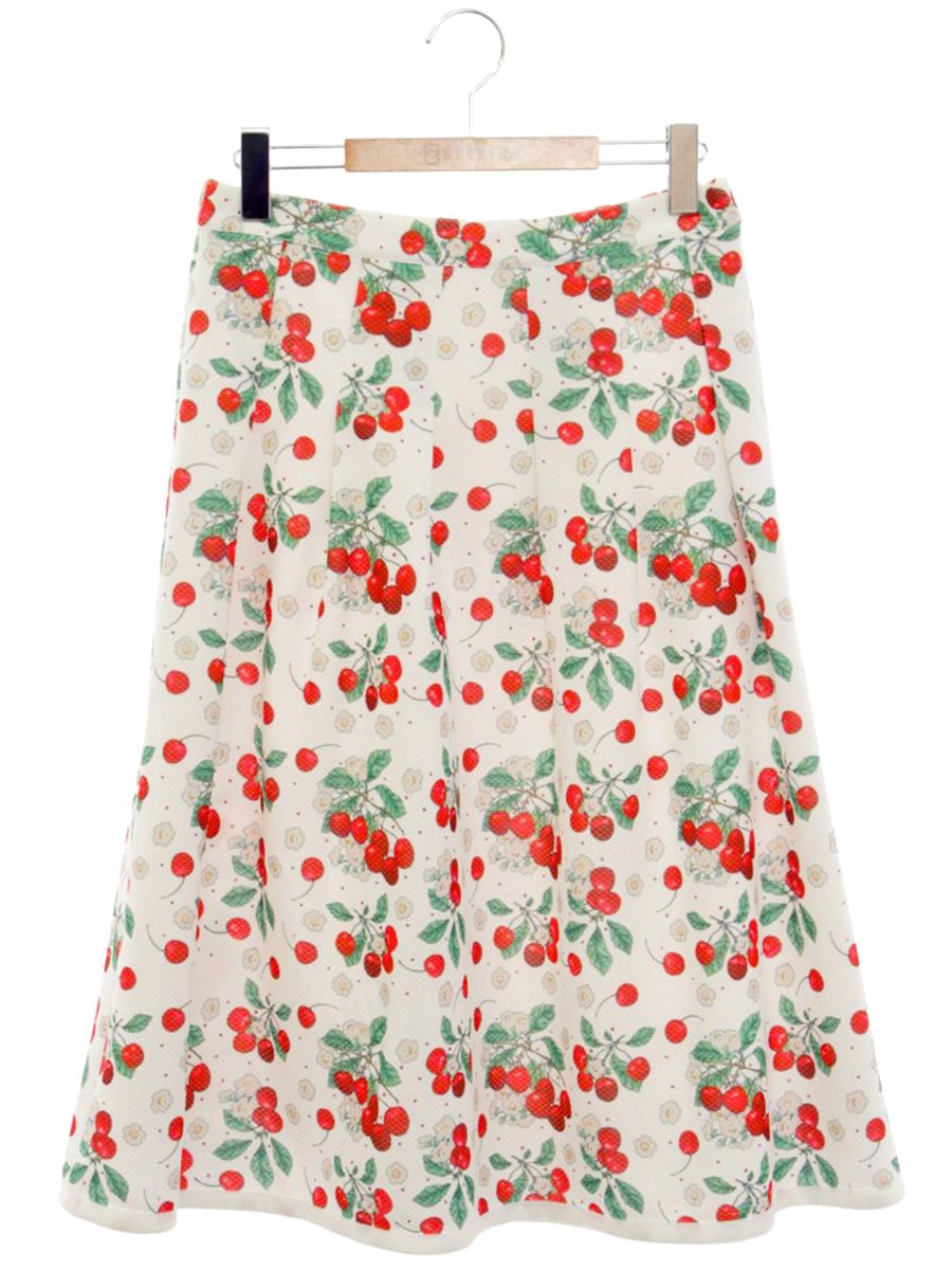 スーパービューティー スカート 42 ホワイト チェリー柄 ITTL9B4PC8S0 【SALE】