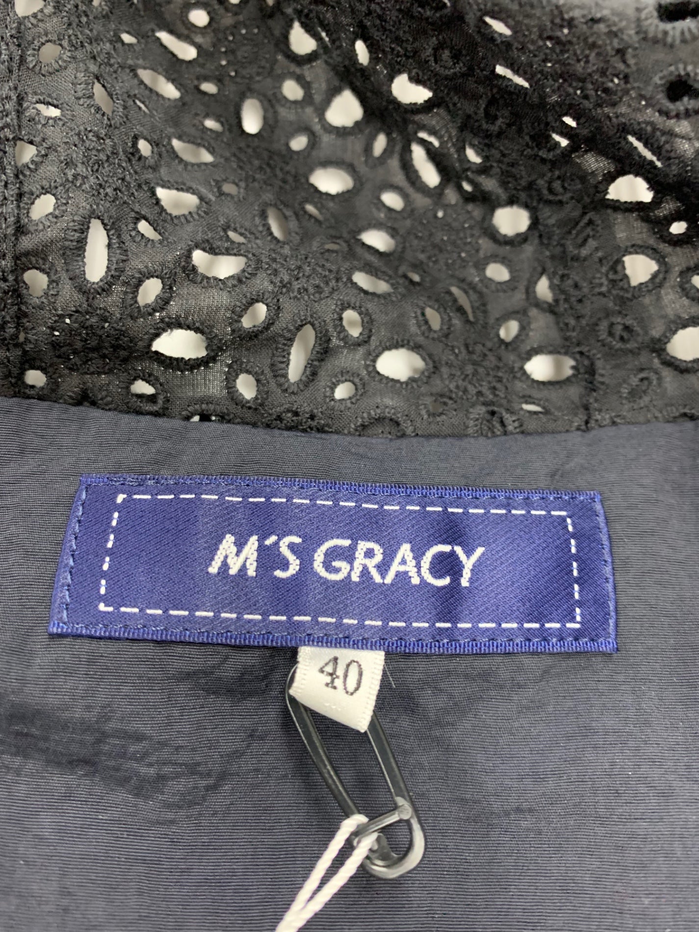 エムズグレイシー 514310 アウター 40 ネイビー レース フード 花 IT4WW1TTSBAU 【SALE】