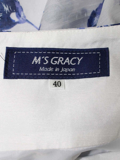 エムズグレイシー 317340 スカート 40 ホワイト バラ フレア ITVP5PJLVG3K