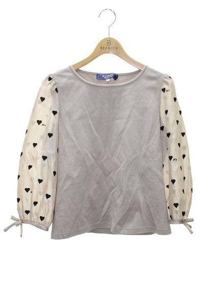 エムズグレイシー 1833 カットソー 38 ベージュ ハートモチーフ リボン IT0MXBJN0D2K