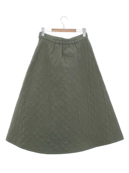 エムズグレイシー カメリアｘリボン柄キルティングフレア 417613 スカート 40 グレー ITBFKAAQJDHA