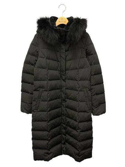 インディヴィ 127-97304 ダウンコート 36 ブラック ロング フォックスファー IT4DOWNFALZC