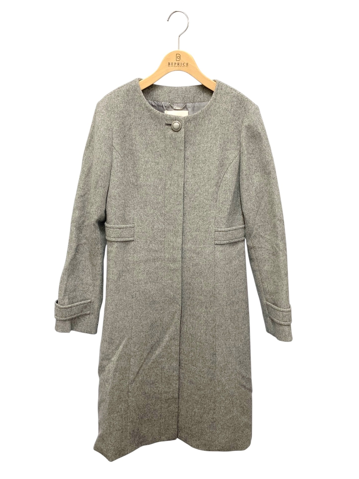 エリザ 27505051 ノーカラーコート 3 グレー ウール IT5UESSQZ0E2 【SALE】