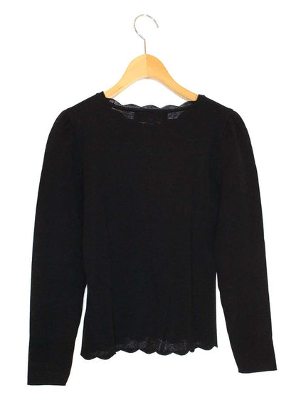 エムズグレイシー Scalloped Lavender Knit 818574 ニット セーター 38 ブラック ITMV7JVFPBAU