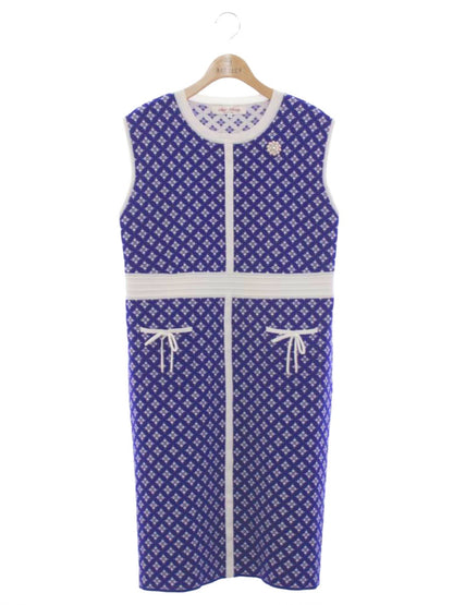 スーパービューティー ワンピース 42 ブルー フェイクパール ノーカラー リボン ITBTB1ATG8U4