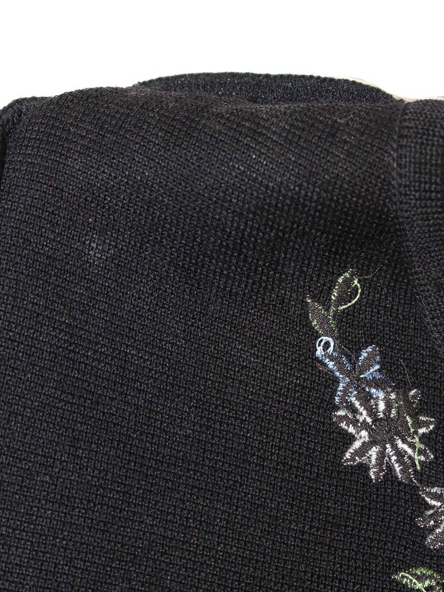 エムズグレイシー 728517 ニット セーター 38 ブラック 刺繍 リボン IT7HGLFKZIFN