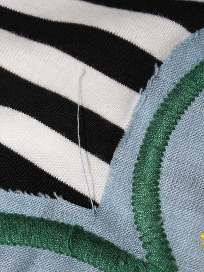 オレボレブラ 232354 チュニック M ブラック フラワーモチーフ ボーダー ITG1TTPXCGTU