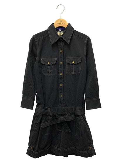 バーバリーブルーレーベル FM505-105-09 オールインワン 38 ブラック フロントボタン IT4L3FXOPGDD