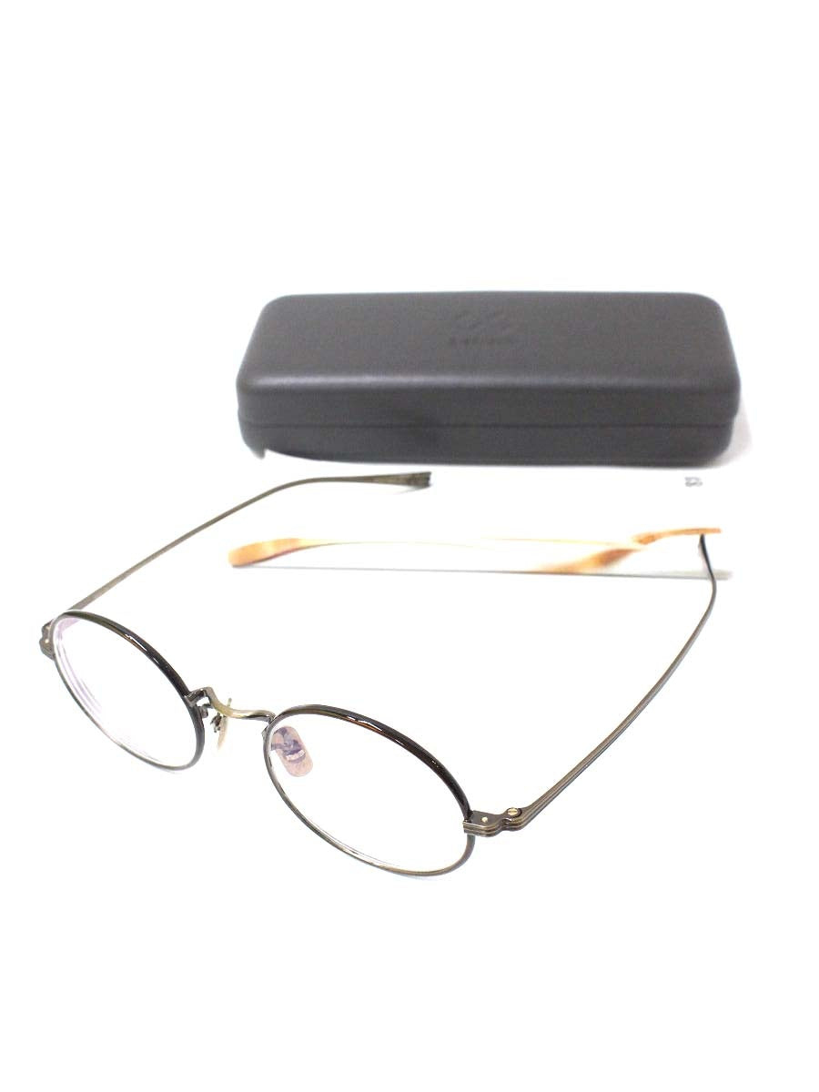 オージーバイオリバーゴールドスミス Knitter 46 メガネ ブラウン メタルフレーム ラウンド ITSEXASJQ15M