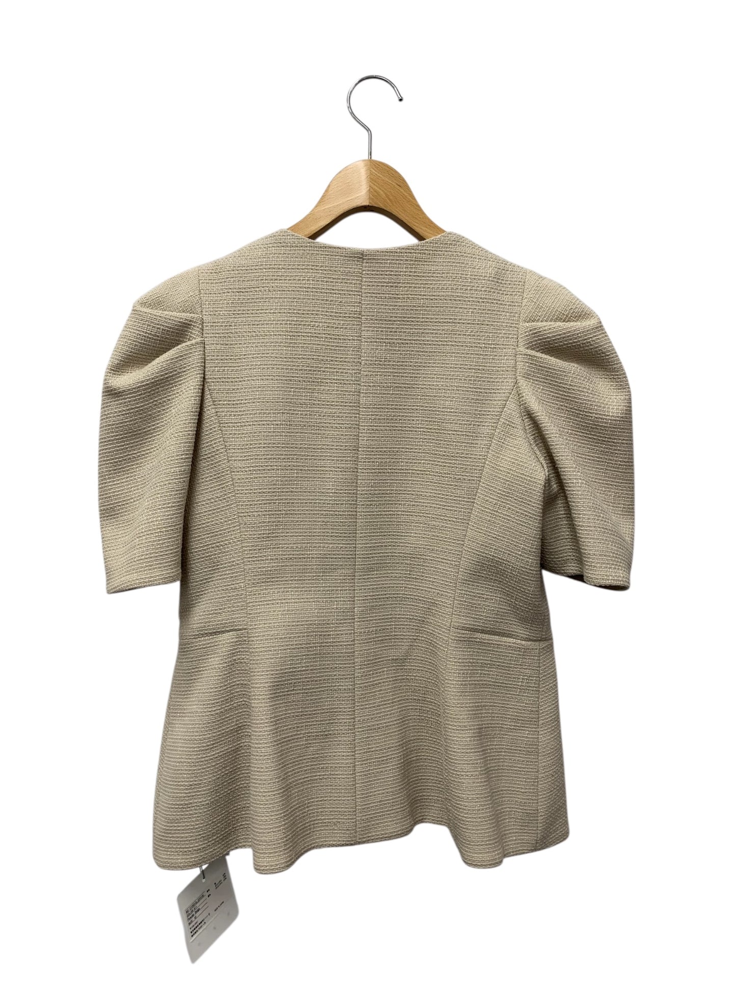 デイジーリン Lady Puff Tweed 07283 ノーカラージャケット 42 ベージュ ツイード ITDVXI6ZDJCE