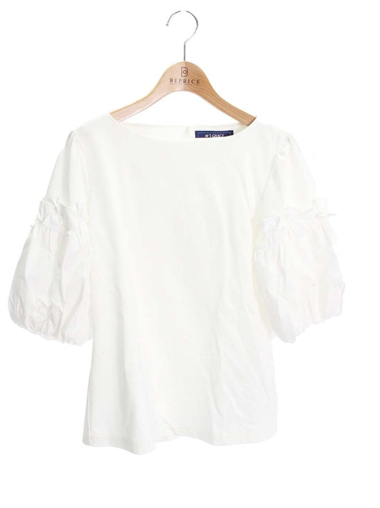 エムズグレイシー 215113 Tシャツ カットソー 38 ホワイト 袖バルーン ITSFS5FE2O84