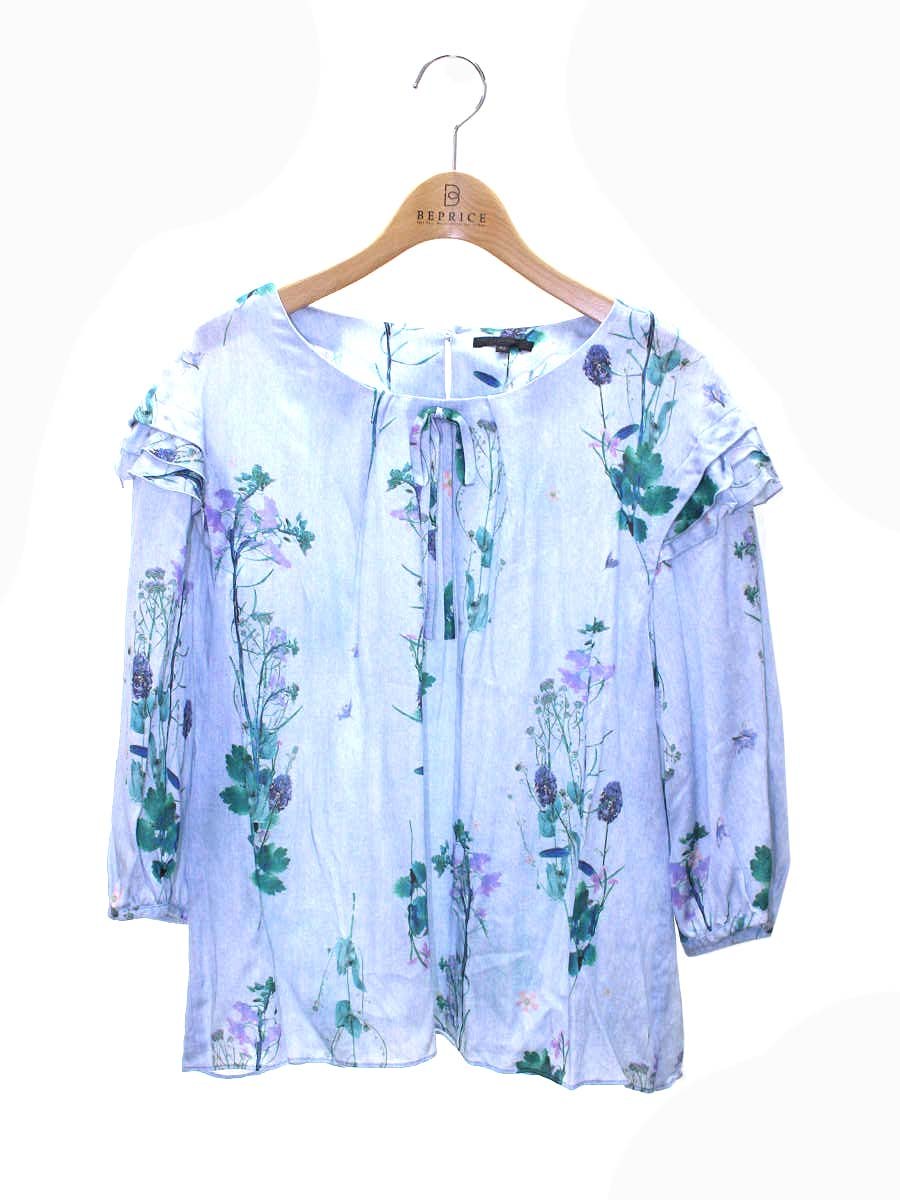 トゥービーシック ボタニカルフラワープリントブラウス W5M02-725-20 42 ブルー ITR5W9YKS5M2 【SALE】