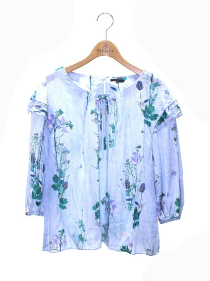 トゥービーシック ボタニカルフラワープリントブラウス W5M02-725-20 42 ブルー ITR5W9YKS5M2 【SALE】