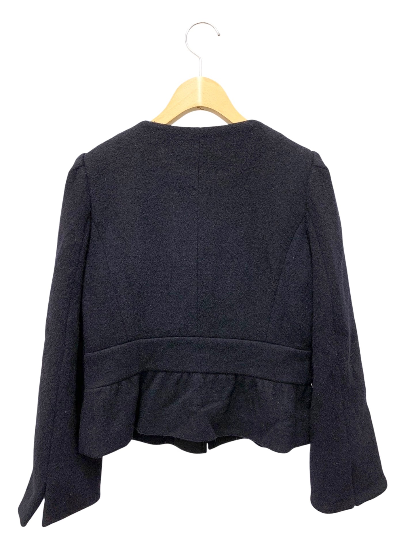 エムズグレイシー 0200 ジャケット 38 ネイビー カメリアボタン Ｗジップ ウール ITEYN1LU8M2O