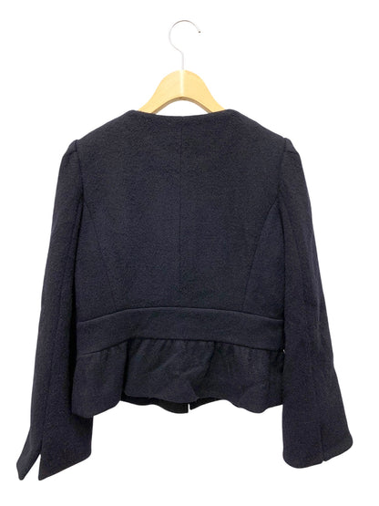 エムズグレイシー 0200 ジャケット 38 ネイビー カメリアボタン Ｗジップ ウール ITEYN1LU8M2O