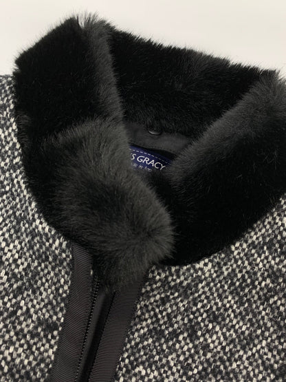 エムズグレイシー 119607 コート 38 ブラック ウール シルク混 ファー ITB7FPUD283M