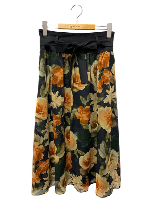 エムズグレイシー シフォンフラワープリント 517307 スカート 38 ブラック ITO3K34NKDTW