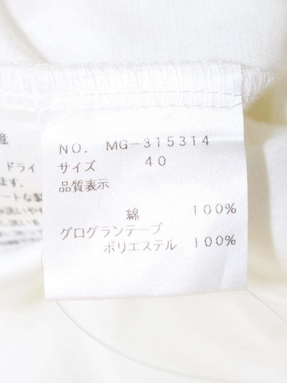 エムズグレイシー 315314 Tシャツ カットソ 40 ホワイト パールボタン リボン IT8Y53LKM580
