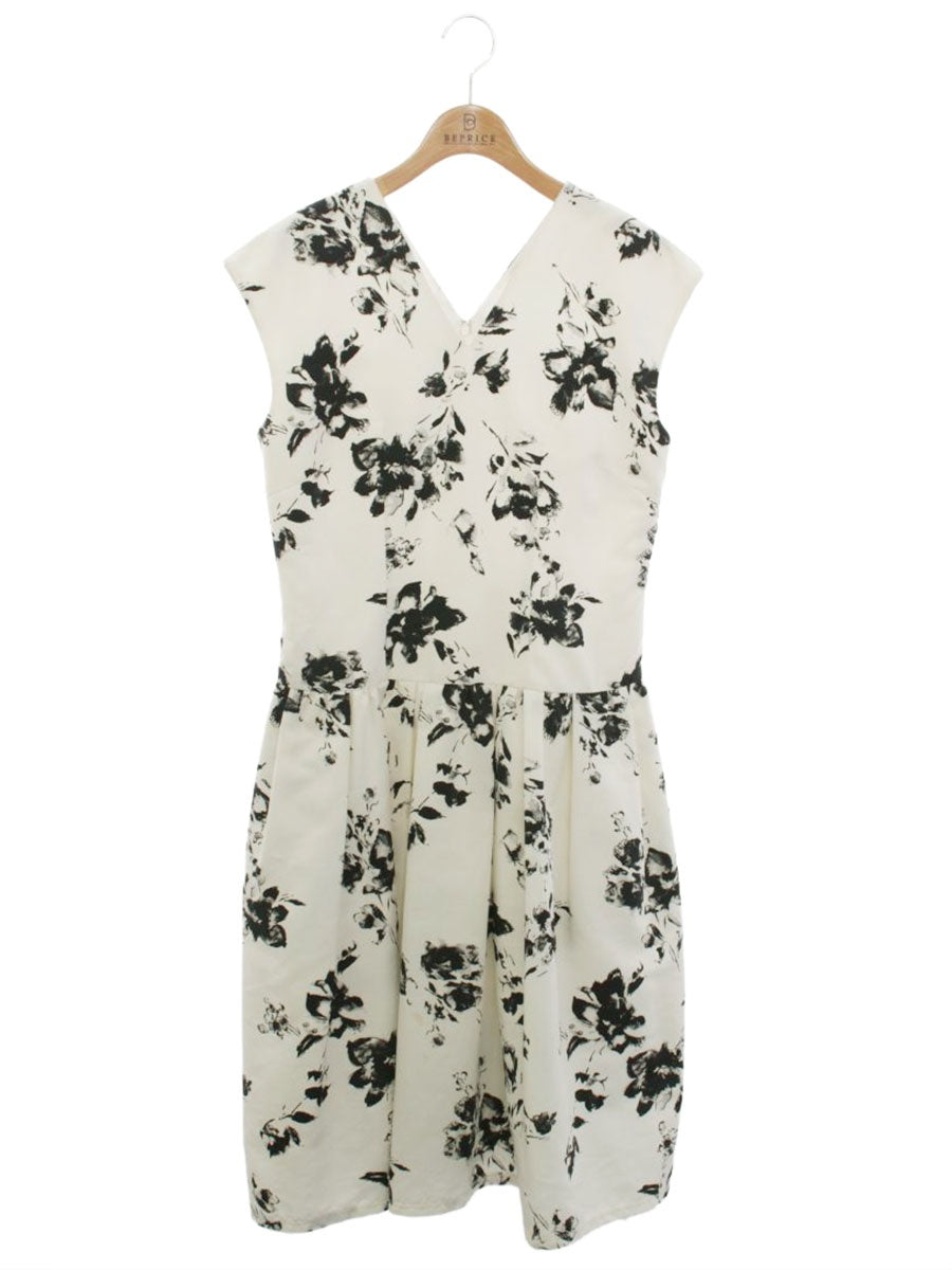 セルフォード CWF0202052 ワンピース 38 ホワイト Vネック フラワーモチーフ タックフレア ITMWYX5P6J1C 【SALE】