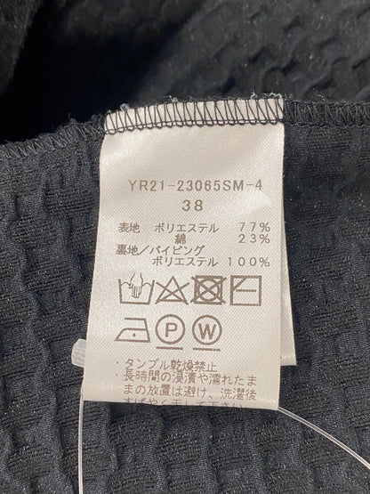 ヨリ YR21-23065SM-4 フクレティアード バックリボン 半袖ブラウス 38 ブラック IT8CGPLO8OPU