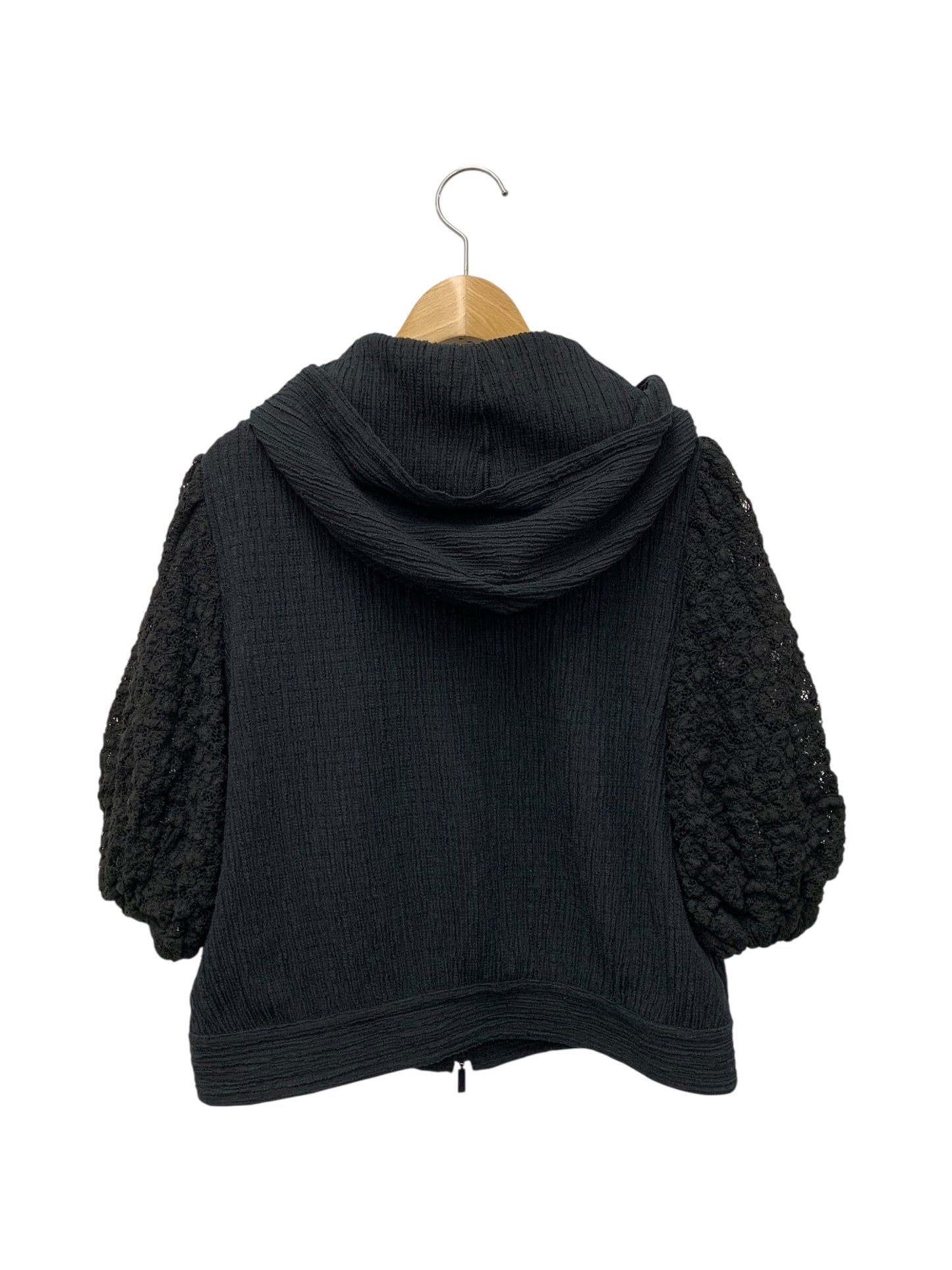 ルネ 6223030 カーディガン 36 ブラック 袖レースパーカー ITSJ349UYSRM