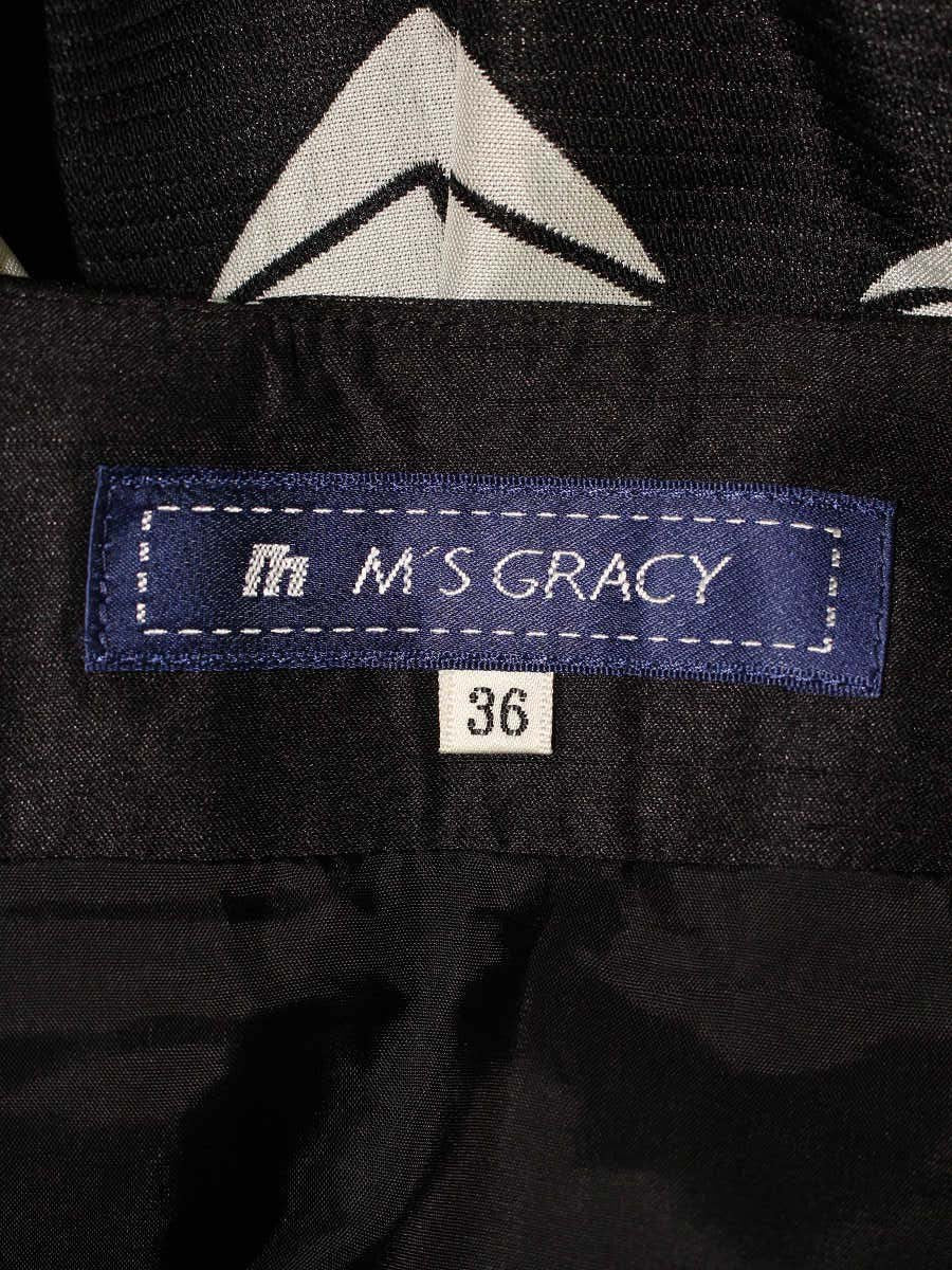 エムズグレイシー 427506 スカート 36 ブラック リボンモチーフ タックフレア ITB27UNLD5CS