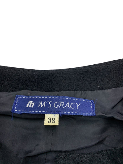 エムズグレイシー 929701 コート 38 ブラック ウール フリル ティアード IT4B4TO2VFAW 【SALE】