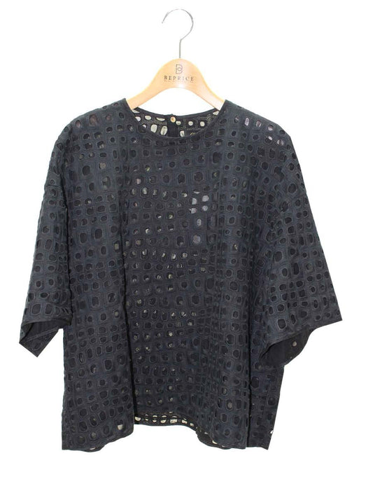 ドゥロワー 6599-299-2136 カットソー 38 ブラック カットワーク メッシュ IT00AUYB9QBO