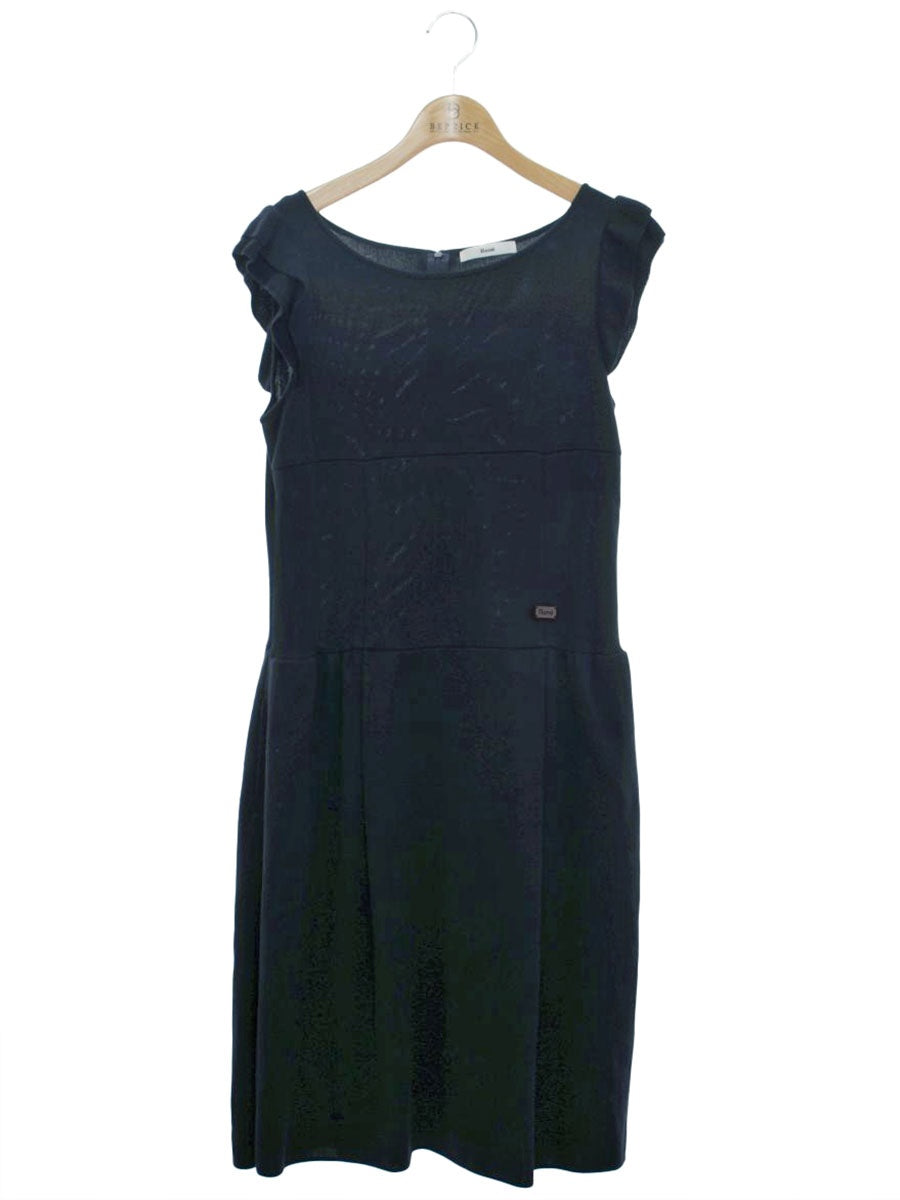 ルネ 6012200 ワンピース 38 ネイビー ニット 袖フリル バックジップ ワンポイント ロゴ ITAIS995UVIO