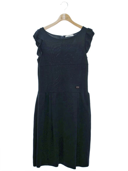 ルネ 6012200 ワンピース 38 ネイビー ニット 袖フリル バックジップ ワンポイント ロゴ ITAIS995UVIO