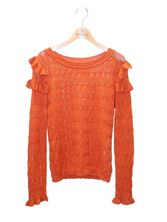 ルネ 6932490 ニット 36 オレンジブラウン 肩フリル IT68WKBK7QFM