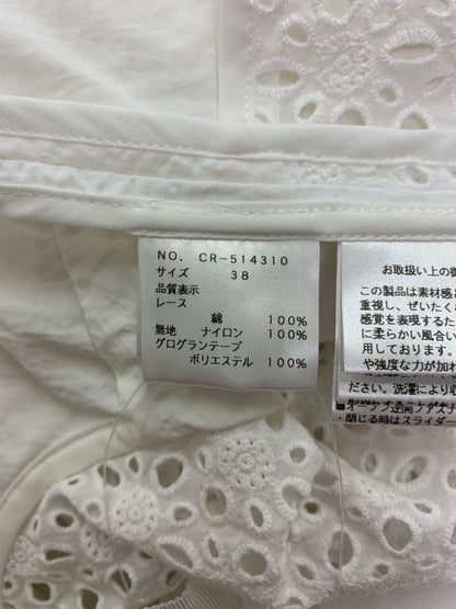 エムズグレイシー コットンレースフード付きアウター 514310 パーカー 38 ホワイト ジップアップ IT5X0YRE10LC