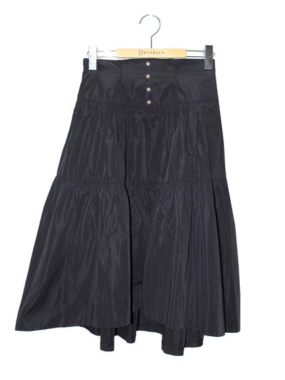 エムズグレイシー 017502 スカート 36 ブラック フラワーボタン フレア ITB8D8MMGTOL