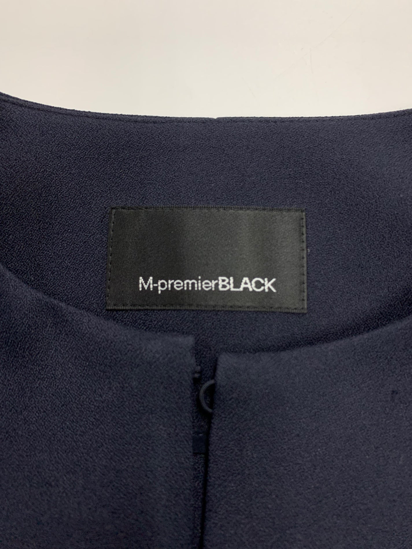 エムプルミエブラック ジョーゼットギャザースリーブミドルコート C240-005 34 ネイビー ノーカラー ITZPF2HGU7D0