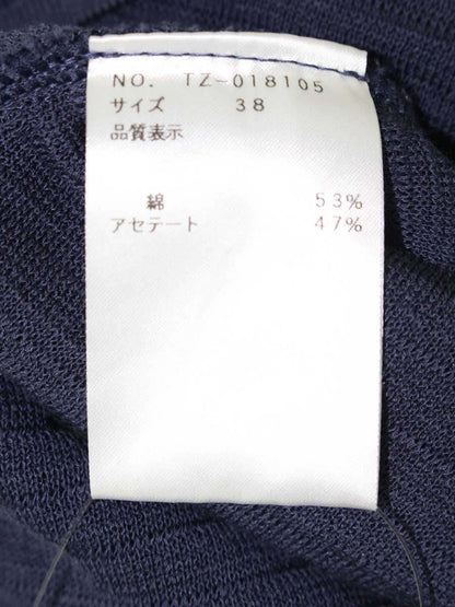 エムズグレイシー 018105 ワンピース 38 ネイビー ニット リボン バイカラー IT3AMDANL2G4