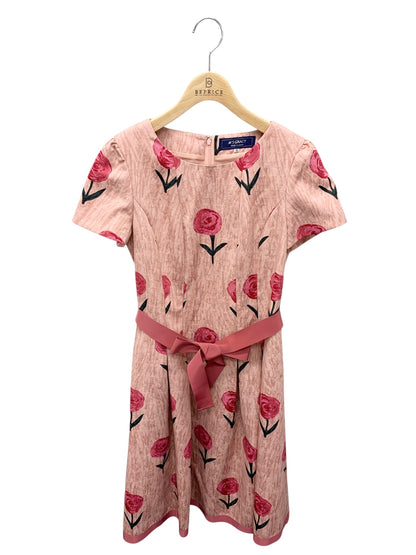 エムズグレイシー 011530 ワンピース 40 ピンク ローズモチーフ ウエストリボン ITKRJHI97V32