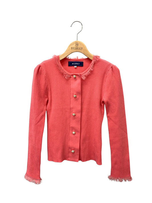 エムズグレイシー リボンコサージュ付きフリンジニット 518121 38 ピンク ITP2BDTGNBO8